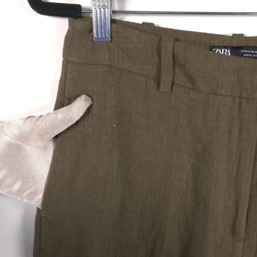 NWOT ZARA LINEN Blend Wide Leg‎ Knit Pants Trousers Crop 2753/220/505 MEDIUM